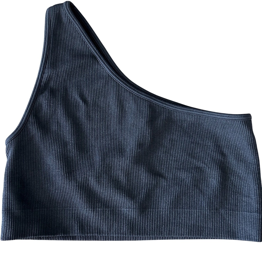 Set Active One Shoulder Ribbed Sports Bra Onyx Brown Small Sculptflex Athletic